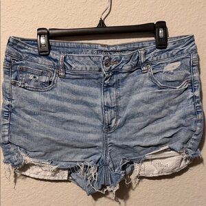 American Eagle Outfitters Light Blue Distressed Jean Shorts